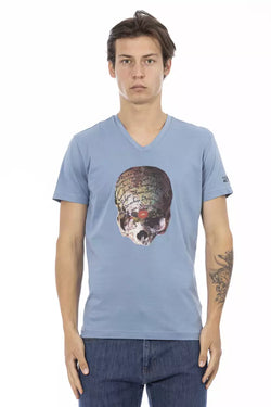 Light Blue Cotton Men T-Shirt Trussardi Action