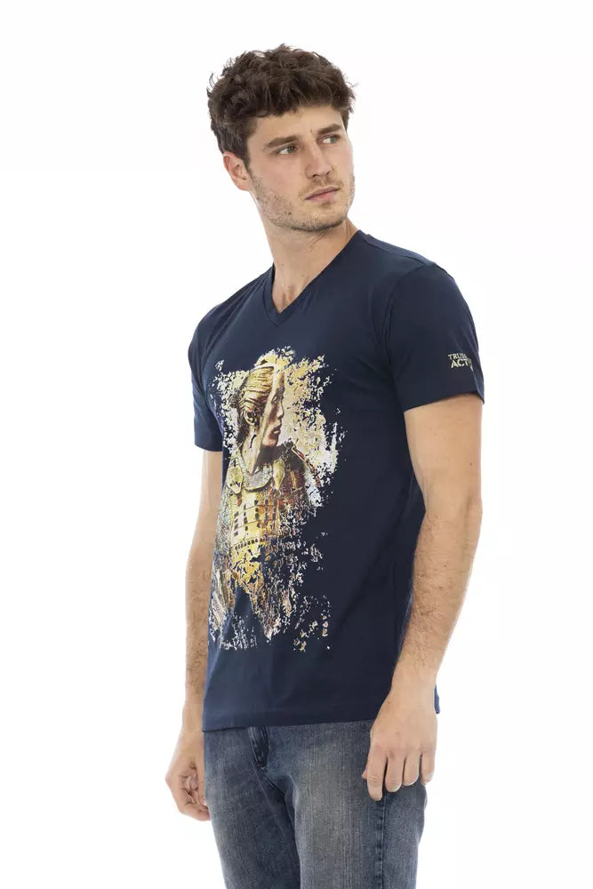 Blue Cotton Men T-Shirt Trussardi Action