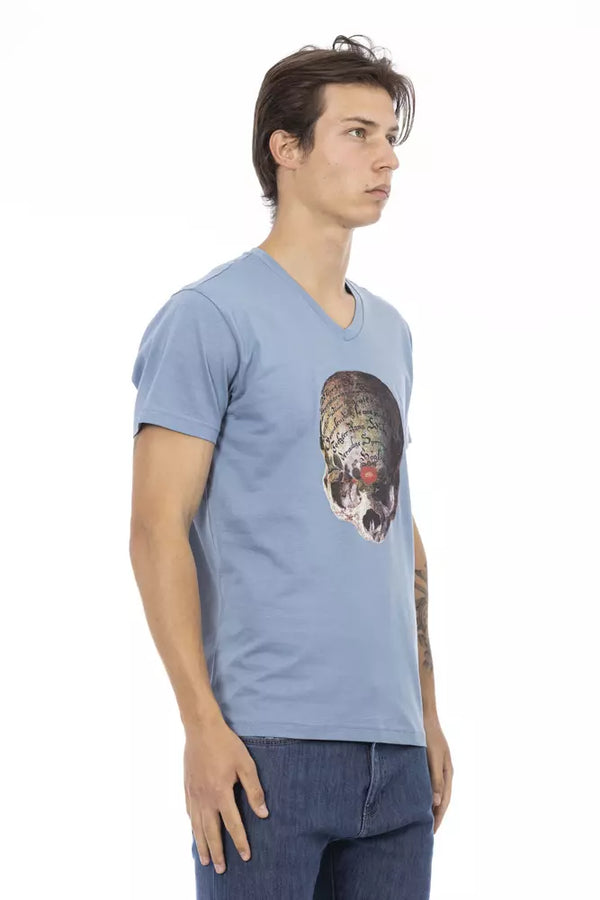 Light Blue Cotton Men T-Shirt Trussardi Action