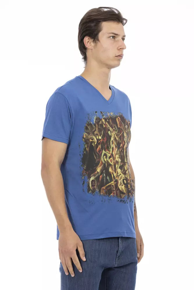 Blue Cotton Men T-Shirt Trussardi Action