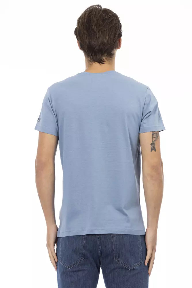 Light Blue Cotton Men T-Shirt Trussardi Action
