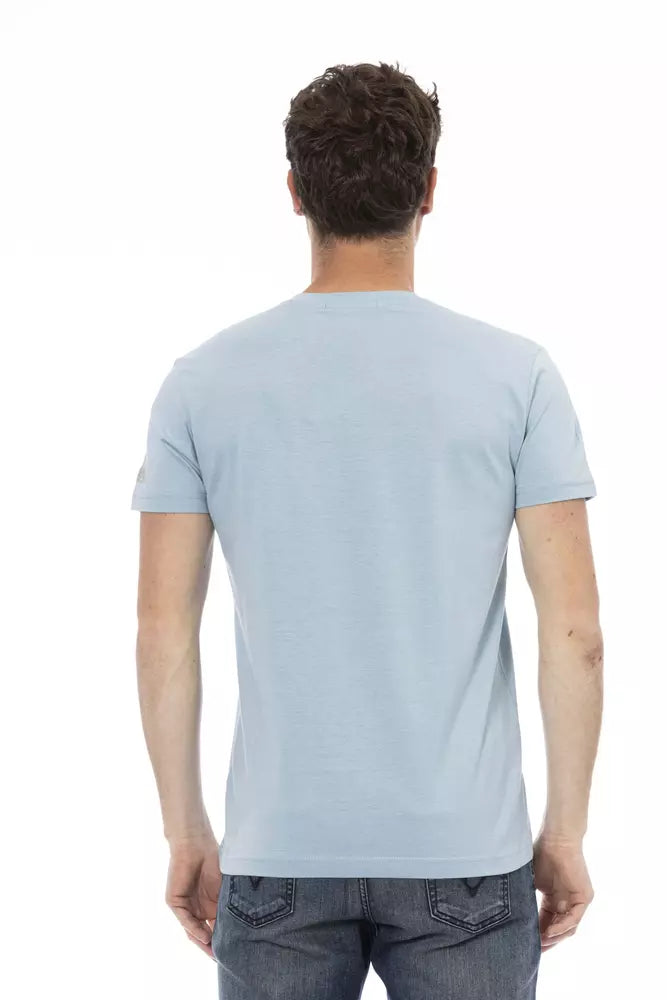 Light Blue Cotton Men T-Shirt Trussardi Action