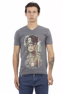 Gray Cotton Mens TShirt Trussardi Action