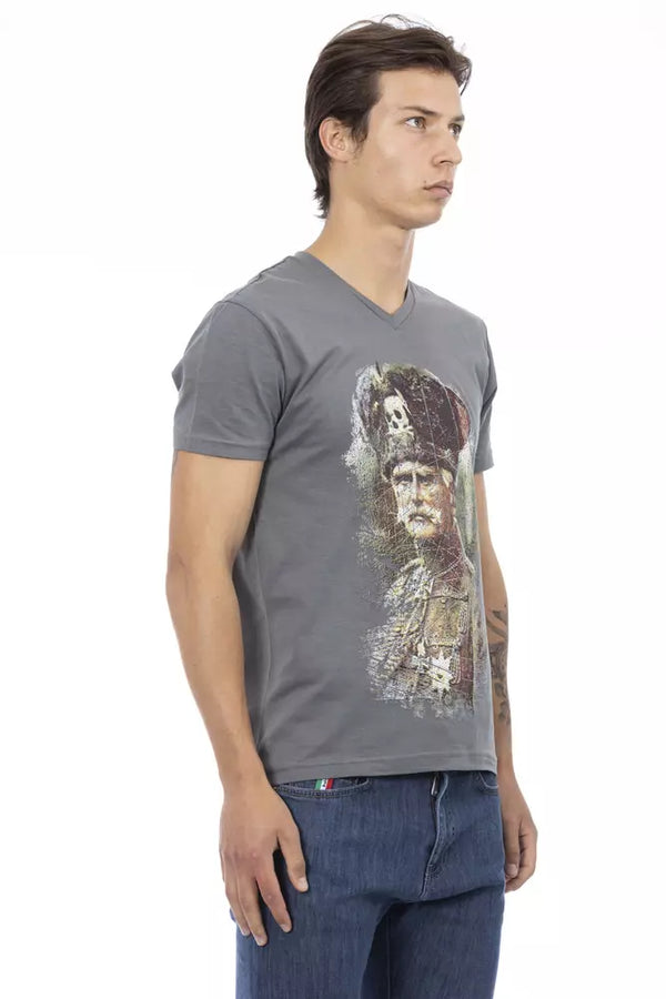 Gray Cotton Mens TShirt Trussardi Action