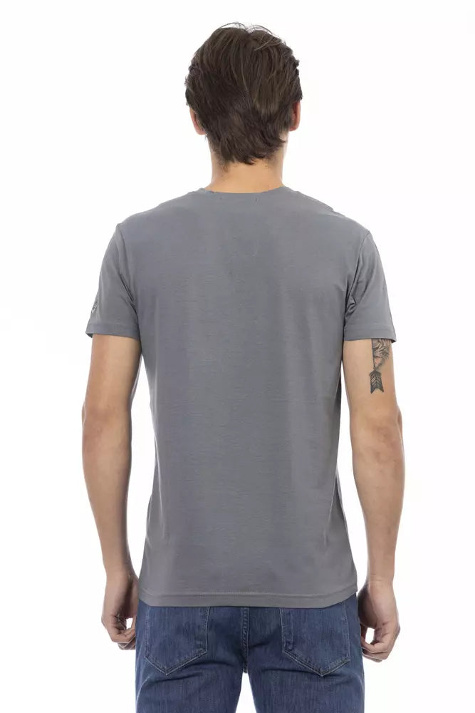 Gray Cotton Mens TShirt Trussardi Action