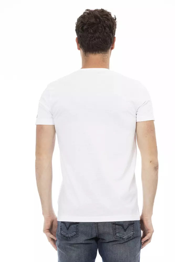 Elegant V-Neck Short Sleeve T-Shirt Trussardi Action