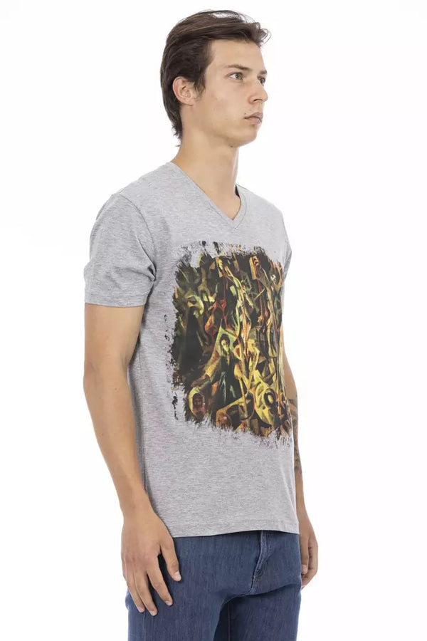 Gray Cotton Men T-Shirt Trussardi Action
