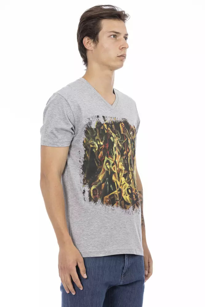 Gray Cotton Men T-Shirt Trussardi Action
