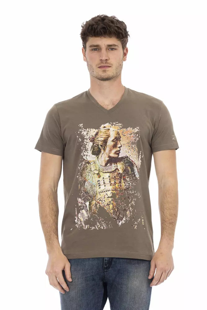 Brown Cotton Men T-Shirt Trussardi Action
