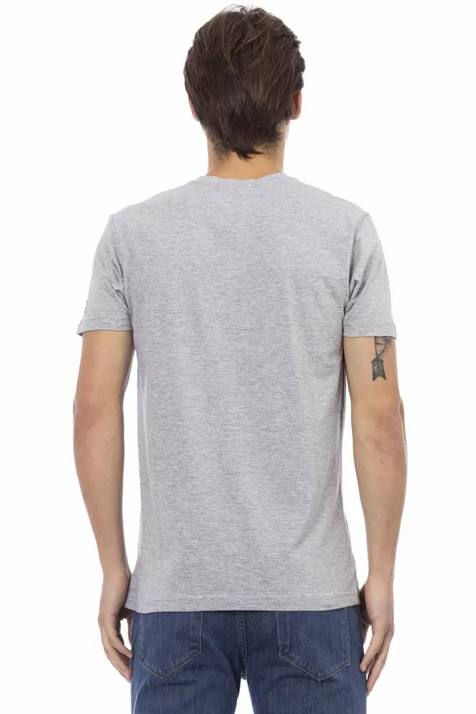 Gray Cotton Men T-Shirt Trussardi Action