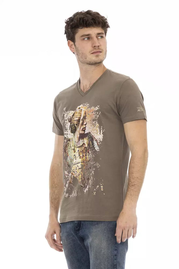 Brown Cotton Men T-Shirt Trussardi Action