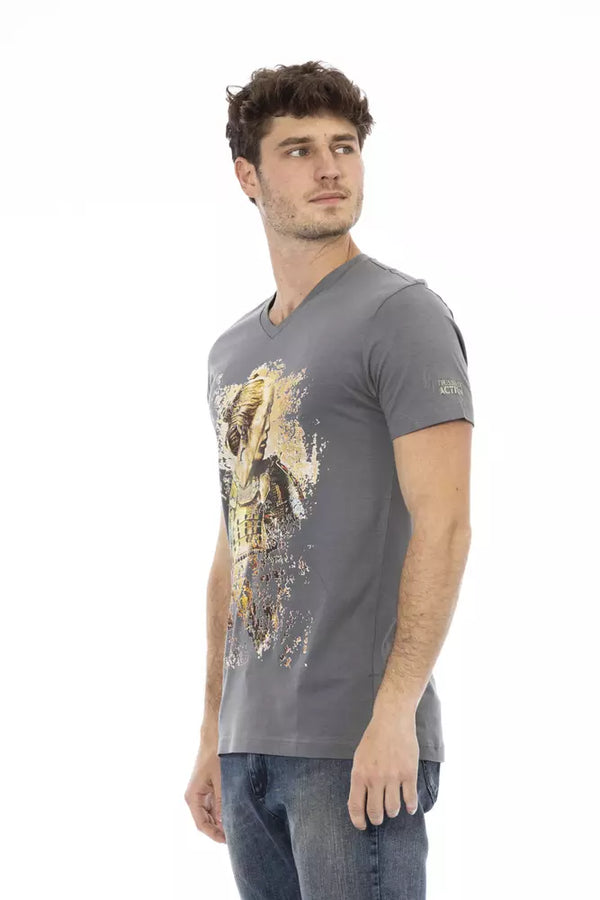 Gray Cotton Men's T-Shirt Trussardi Action