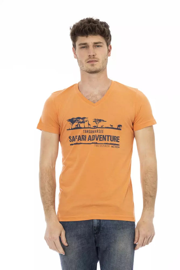 Orange Cotton Men T-Shirt Trussardi Action