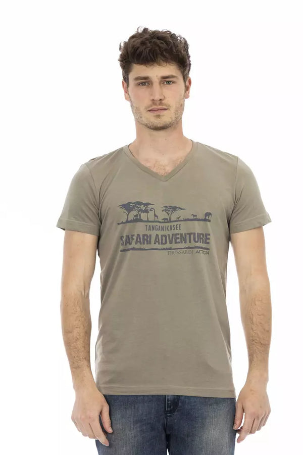 Brown Cotton Men T-Shirt Trussardi Action