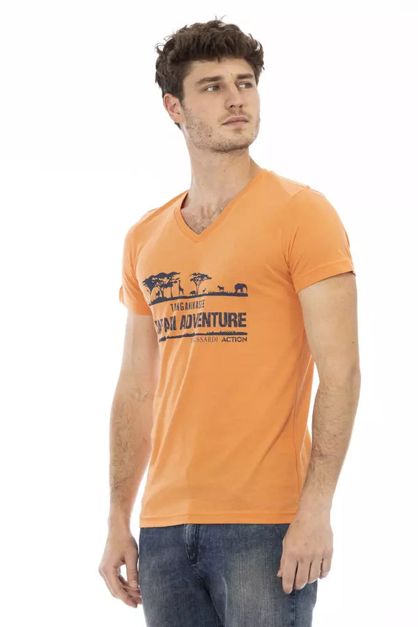 Orange Cotton Men T-Shirt Trussardi Action