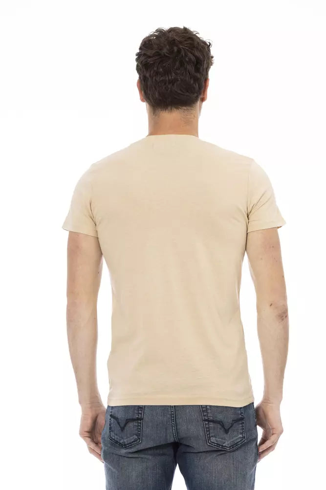 Beige Cotton Men T-Shirt Trussardi Action