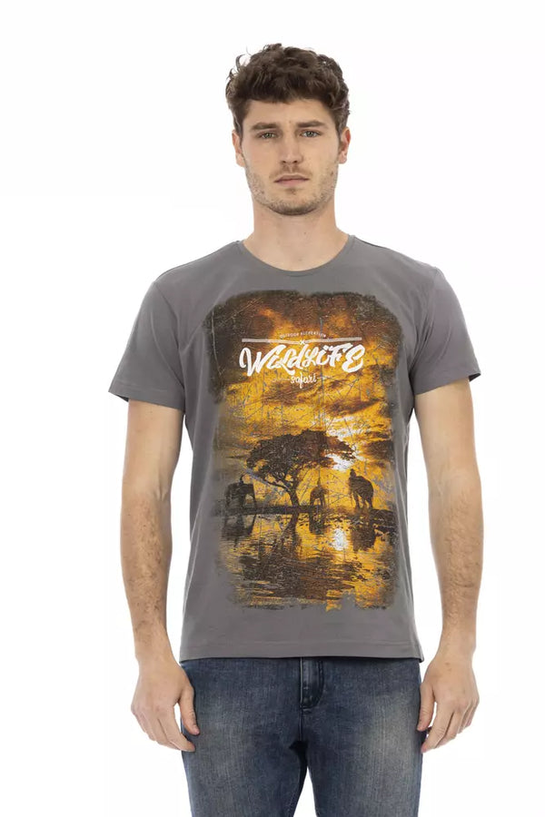 Gray Cotton Men T-Shirt Trussardi Action