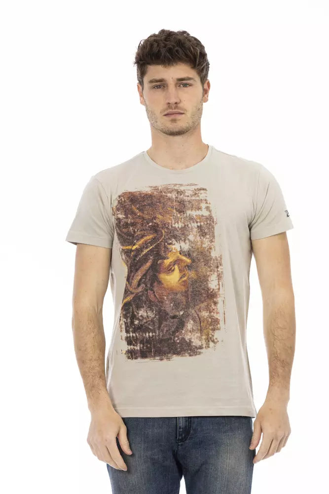 Beige Cotton Men T-Shirt Trussardi Action