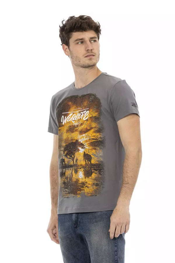 Gray Cotton Men T-Shirt Trussardi Action