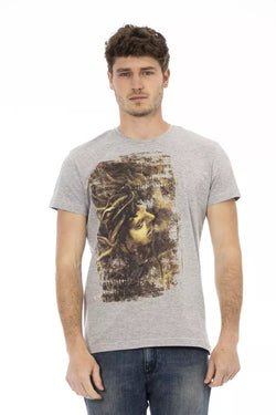 Gray Cotton Men T-Shirt Trussardi Action