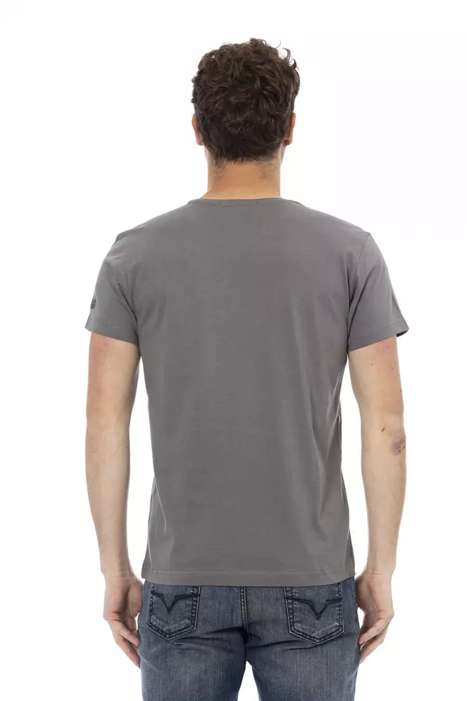 Gray Cotton Men T-Shirt Trussardi Action