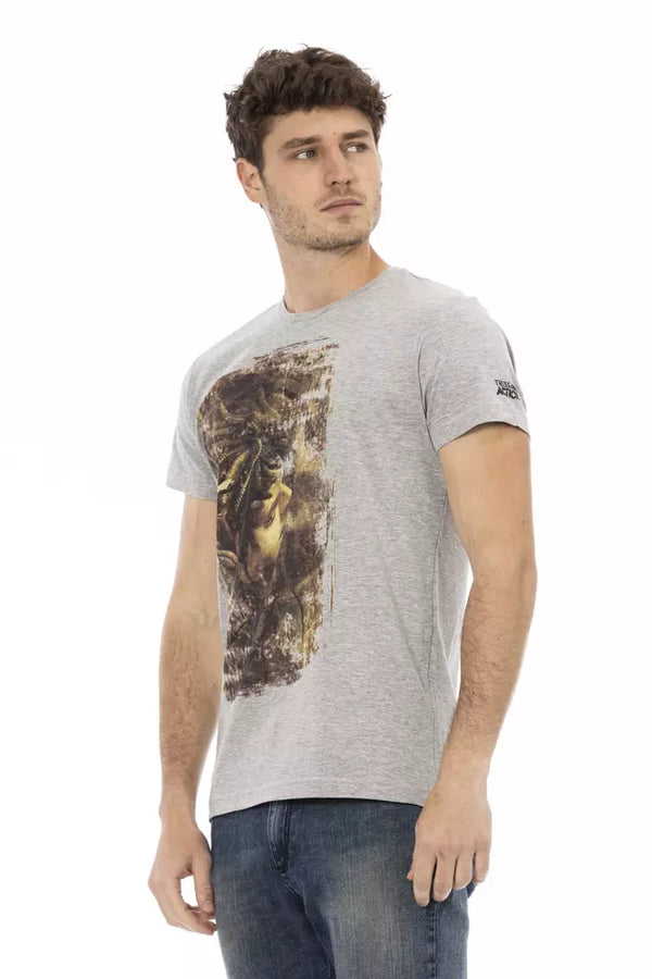 Gray Cotton Men T-Shirt Trussardi Action
