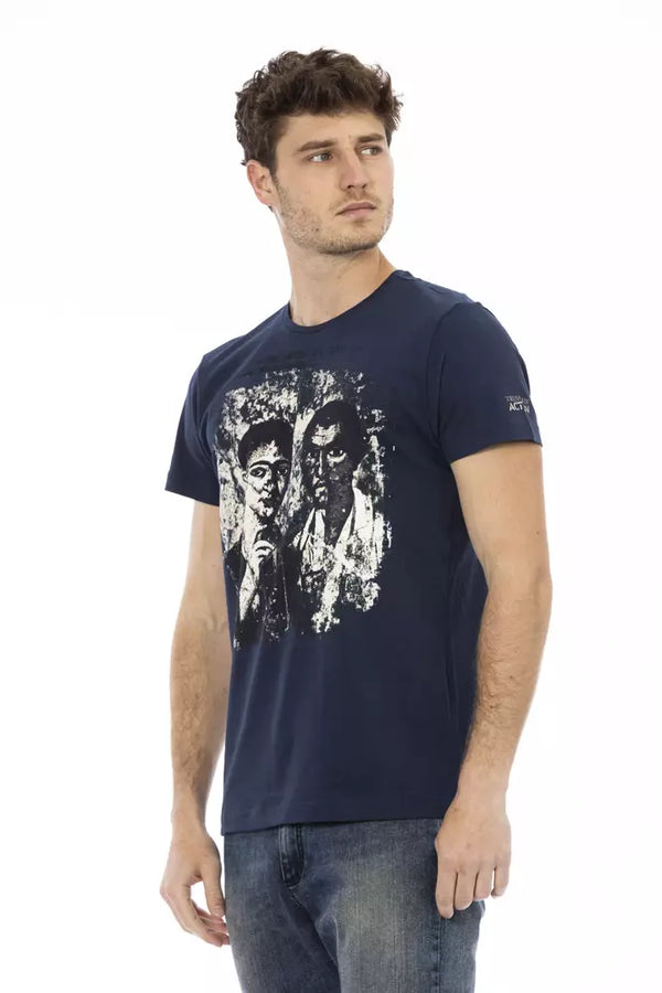 Blue Cotton Men T-Shirt Trussardi Action