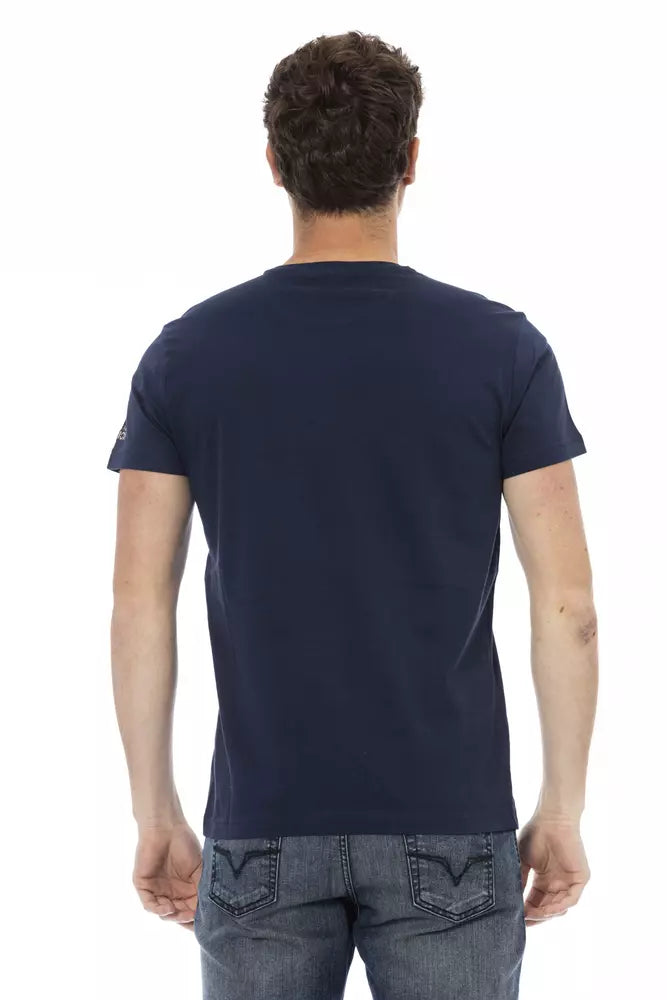 Blue Cotton Men T-Shirt Trussardi Action