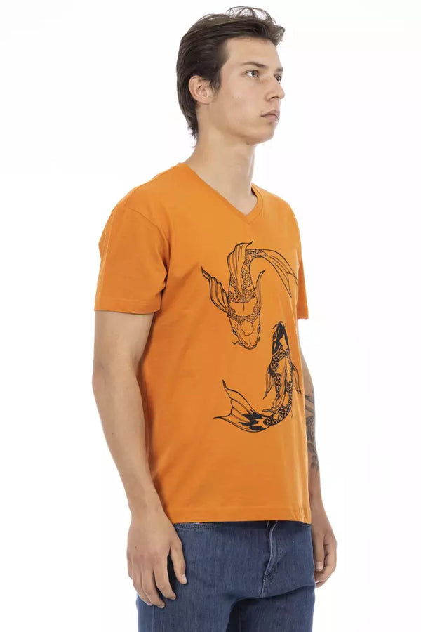 Orange Cotton Men T-Shirt Trussardi Action