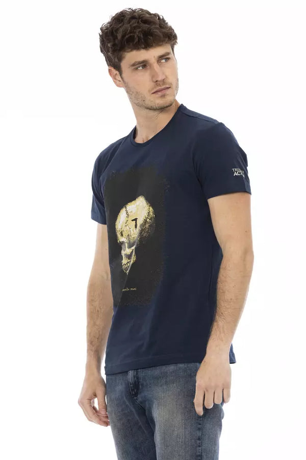 Blue Cotton Men T-Shirt Trussardi Action