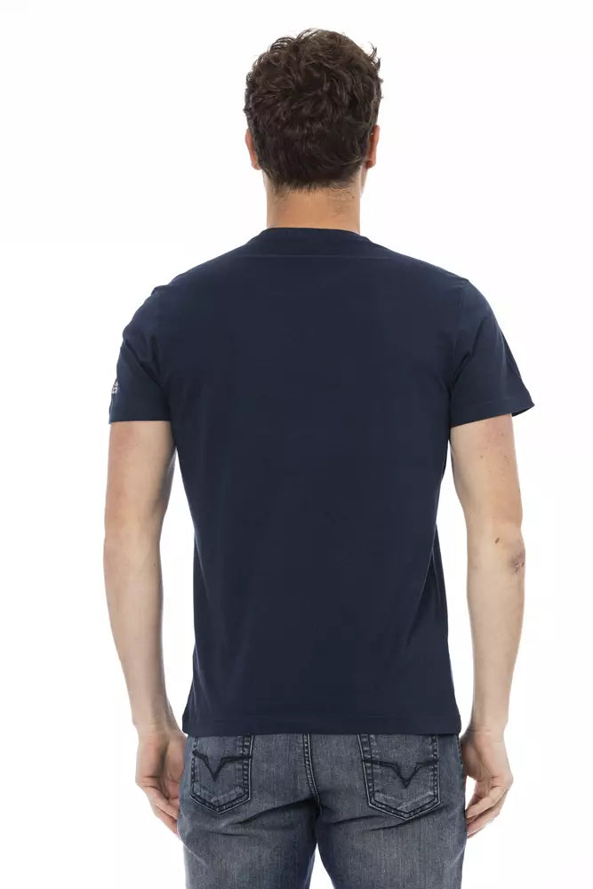 Blue Cotton Men T-Shirt Trussardi Action