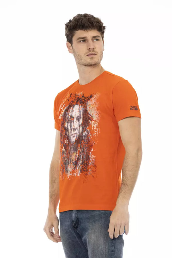 Orange Cotton Men T-Shirt Trussardi Action