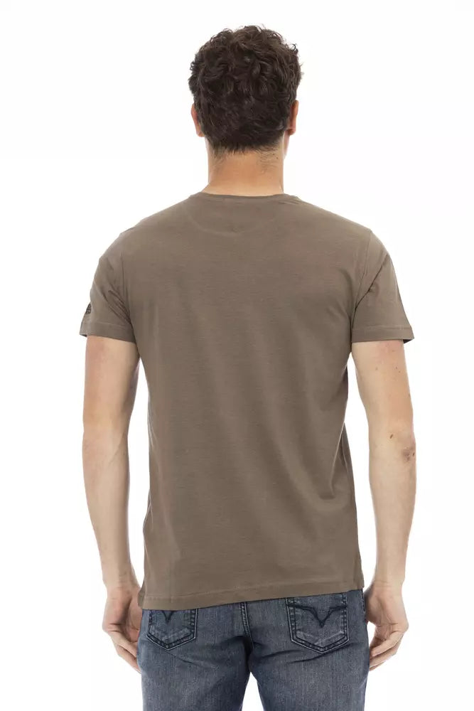 Brown Cotton Men T-Shirt Trussardi Action