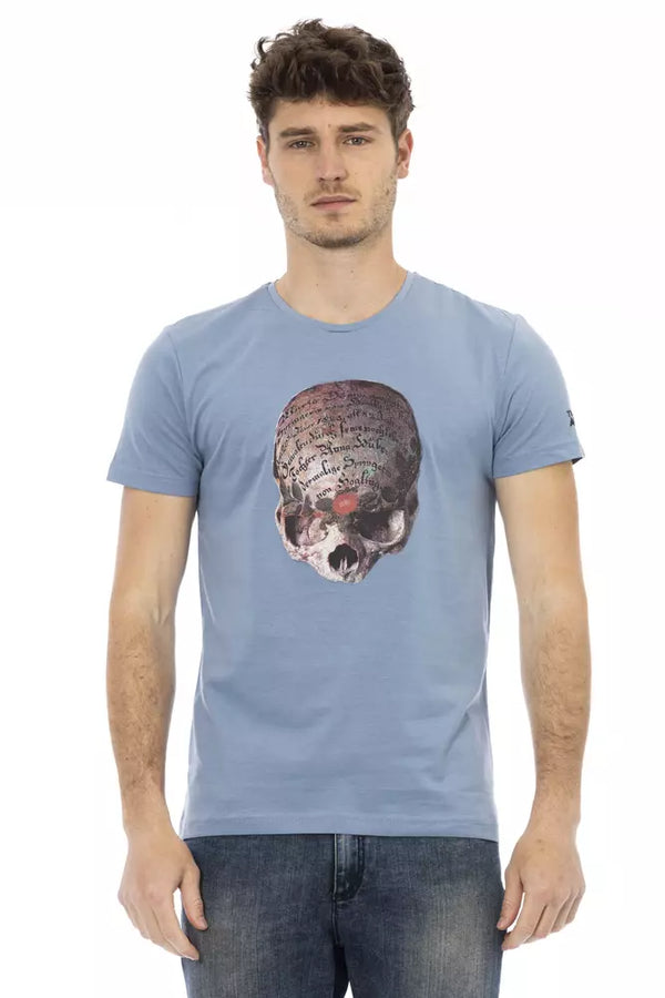 Light Blue Cotton Men T-Shirt Trussardi Action