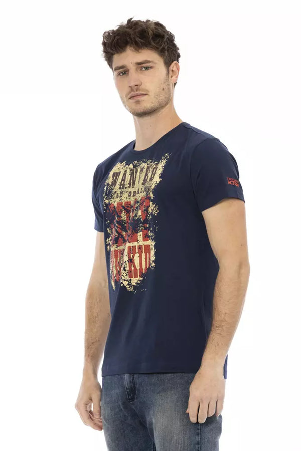 Blue Cotton Men T-Shirt Trussardi Action