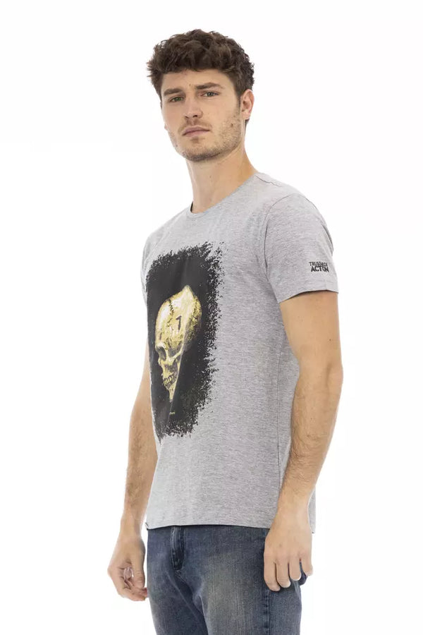 Gray Cotton Men T-Shirt Trussardi Action