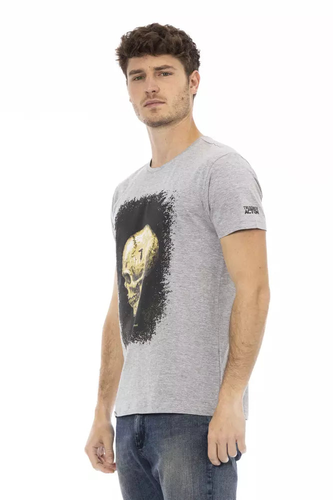 Gray Cotton Men T-Shirt Trussardi Action