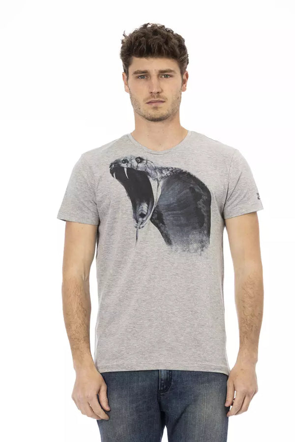 Gray Cotton Men T-Shirt Trussardi Action