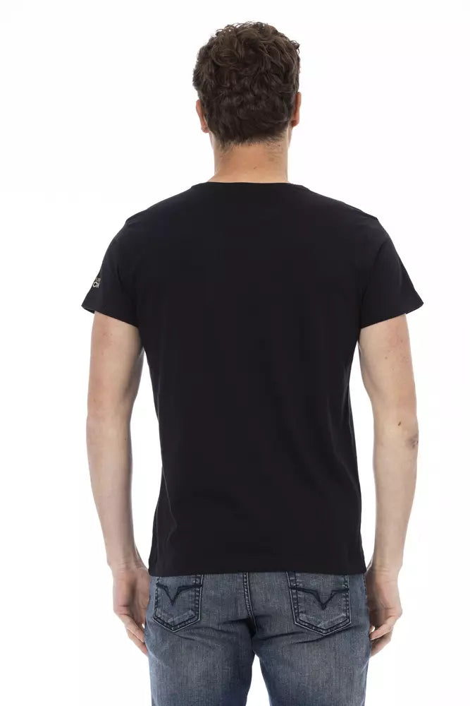Black Cotton Men T-Shirt Trussardi Action