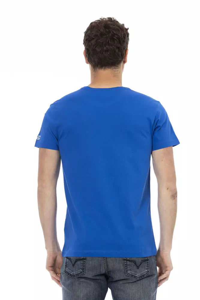 Blue Cotton Men T-Shirt Trussardi Action