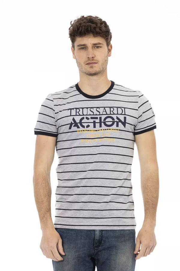 Gray Cotton Men T-Shirt Trussardi Action