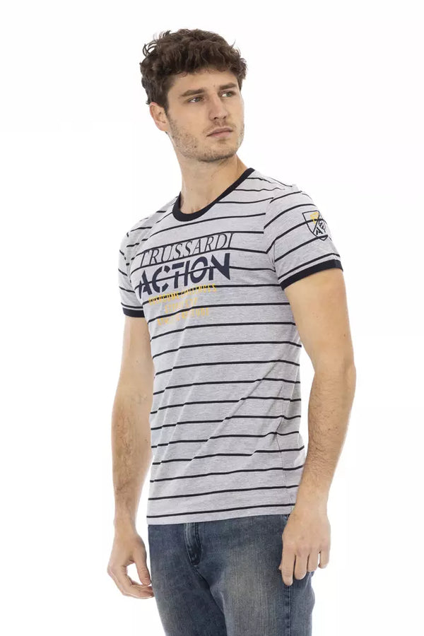 Gray Cotton Men T-Shirt Trussardi Action