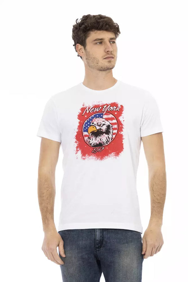 White Cotton Men T-Shirt Trussardi Action