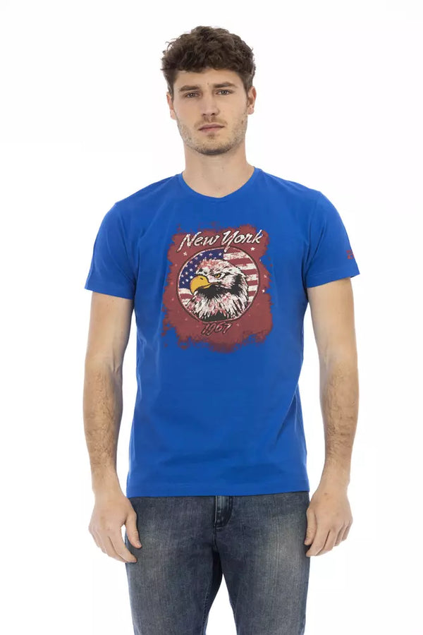 Blue Cotton Men T-Shirt Trussardi Action