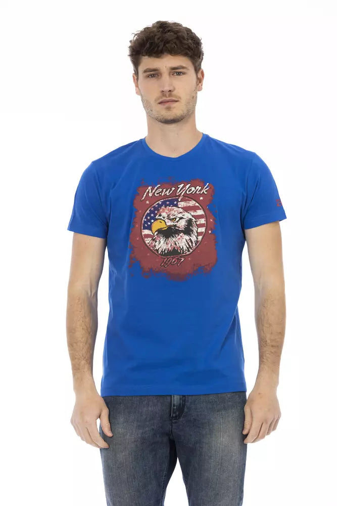 Blue Cotton Men T-Shirt Trussardi Action