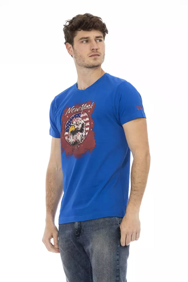 Blue Cotton Men T-Shirt Trussardi Action
