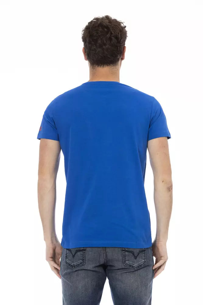 Blue Cotton Men T-Shirt Trussardi Action