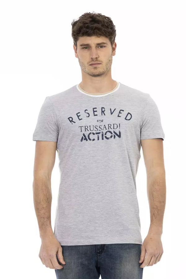 Gray Cotton Men T-Shirt Trussardi Action