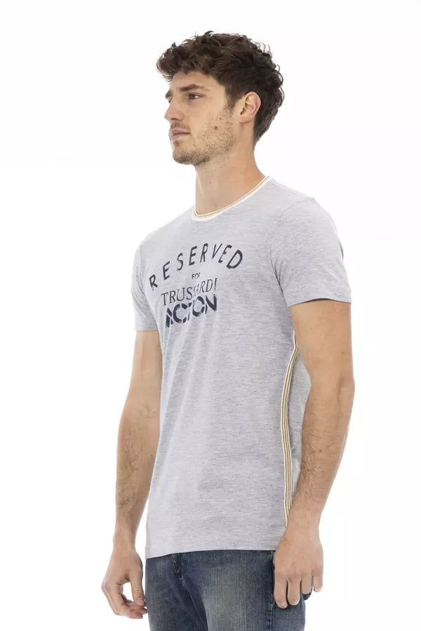 Gray Cotton Men T-Shirt Trussardi Action