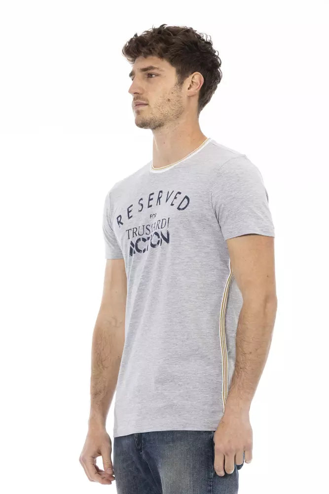 Gray Cotton Men T-Shirt Trussardi Action